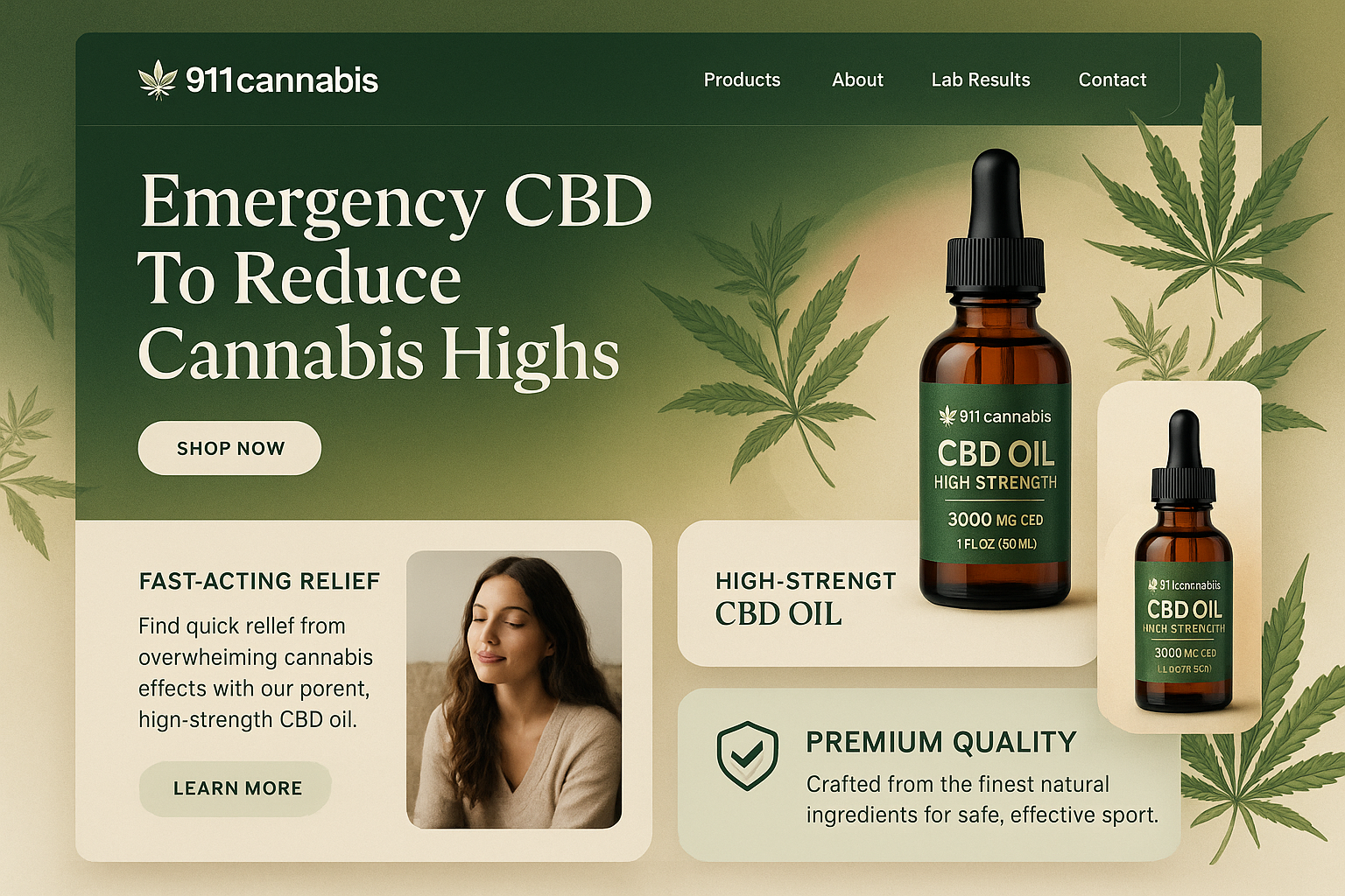 911cannabis.com website mockup