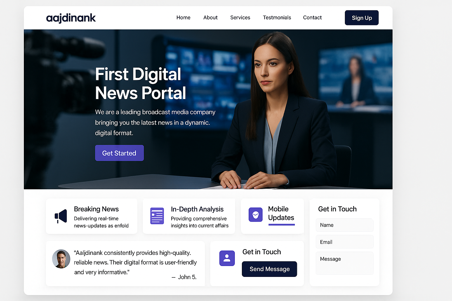 aajdinank.com website mockup