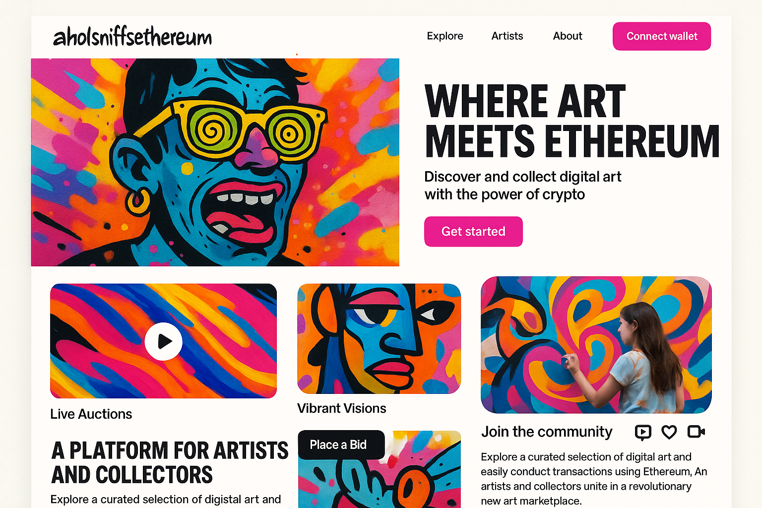 aholsniffsethereum.com website mockup