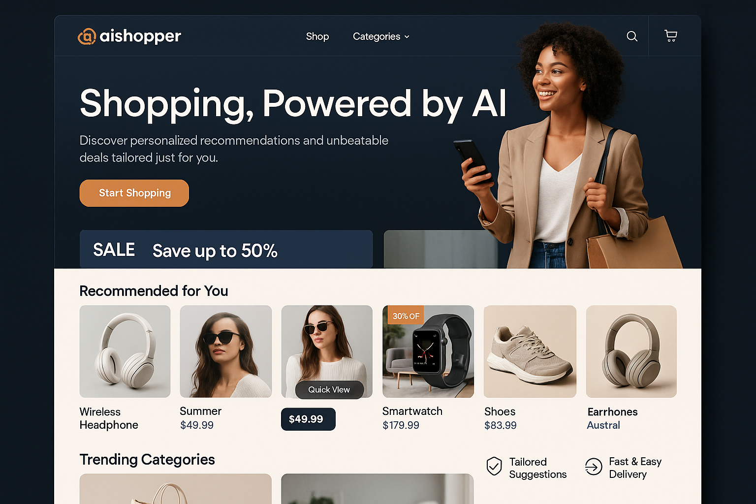 aishopper.com website mockup