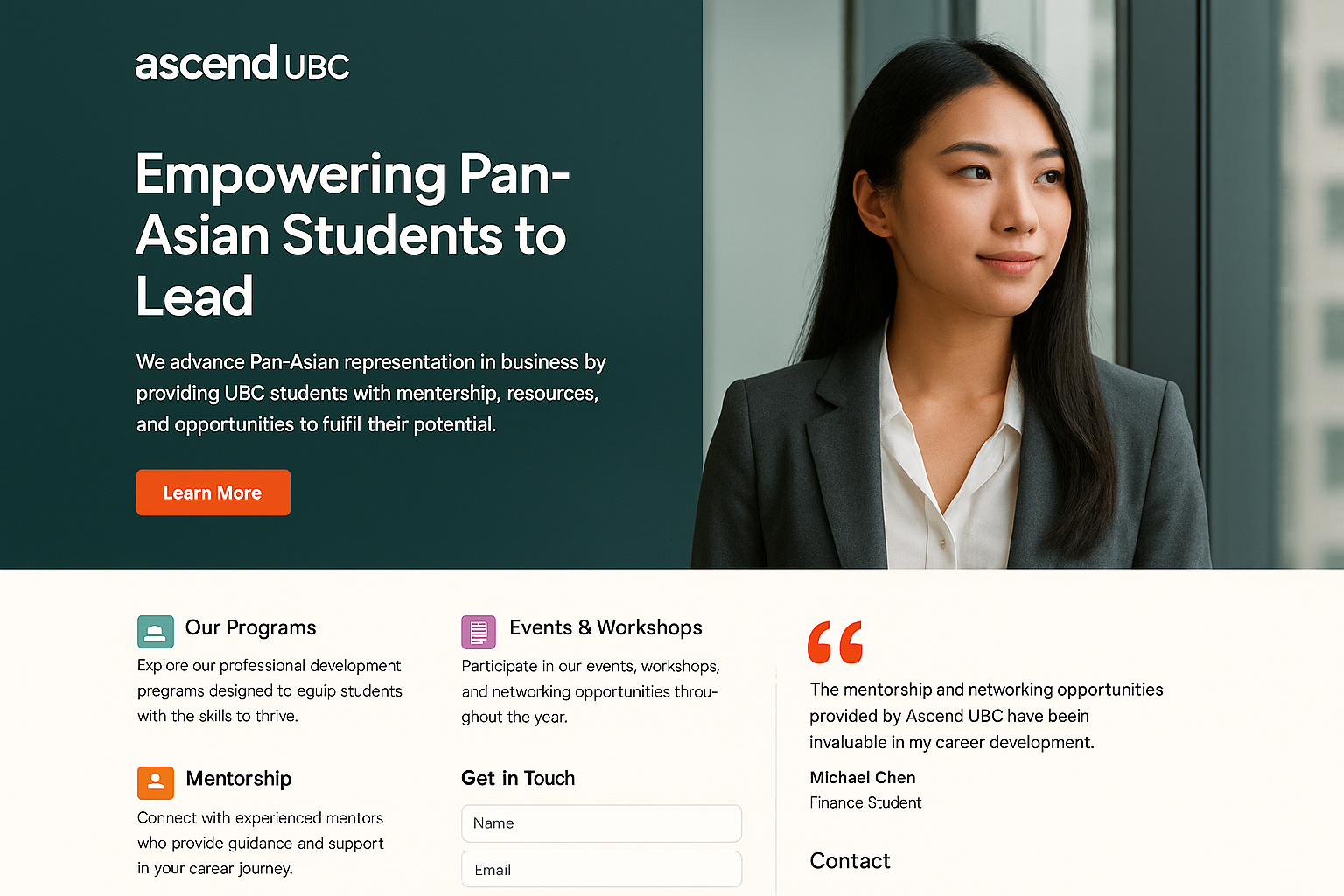 ascendubc.com website mockup