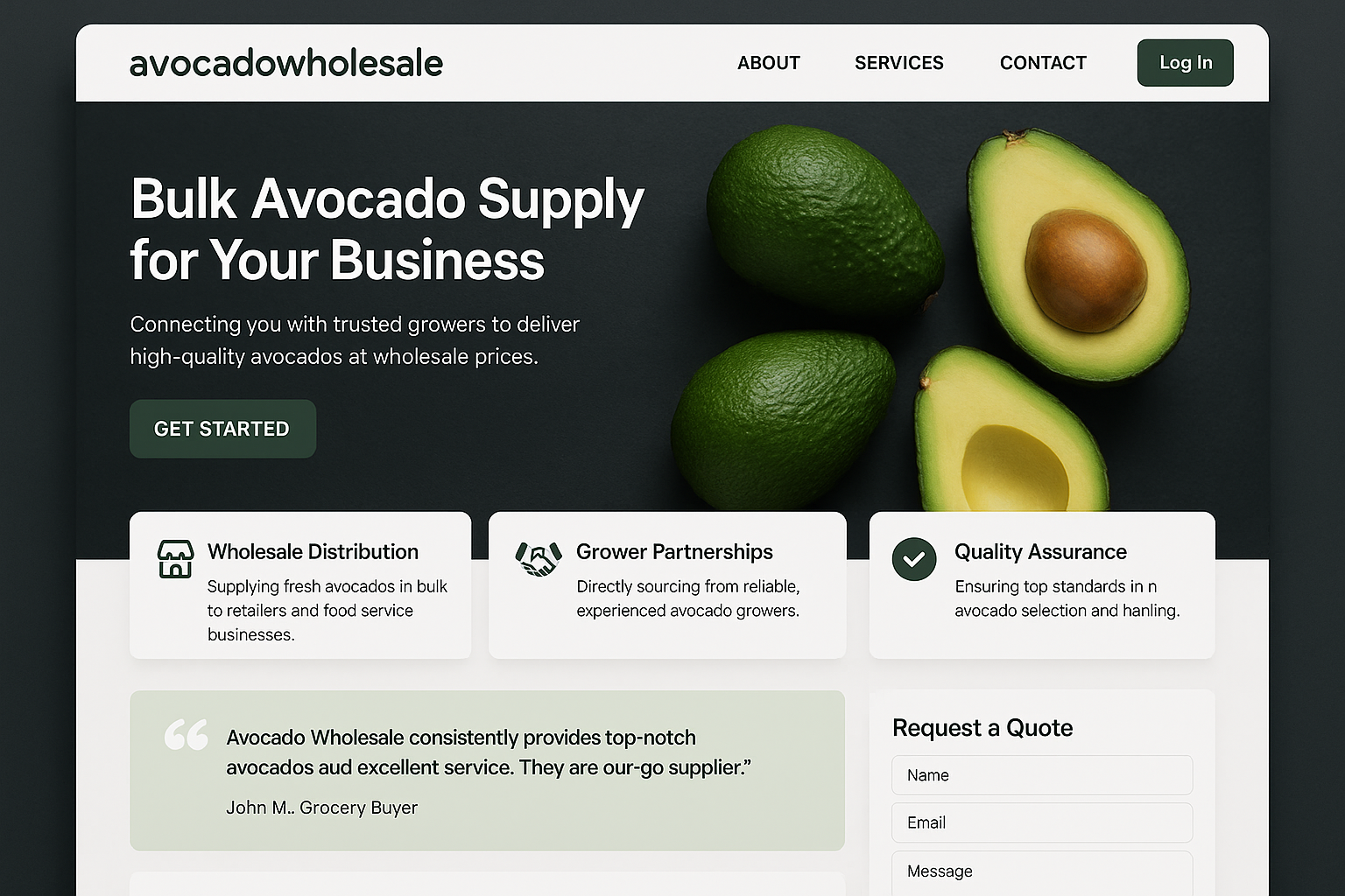 avocadowholesale.com website mockup