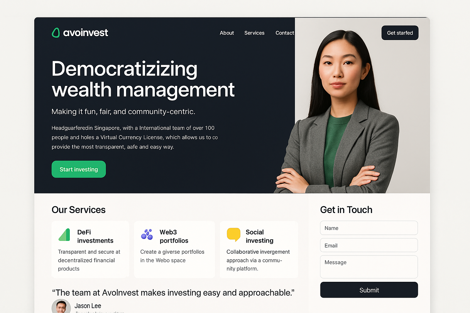 avoinvest.com website mockup