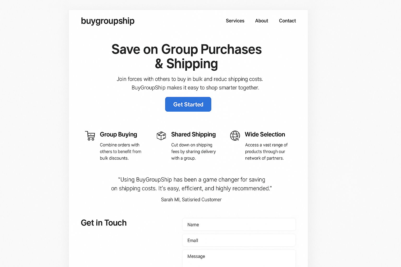 buygroupship.com website mockup