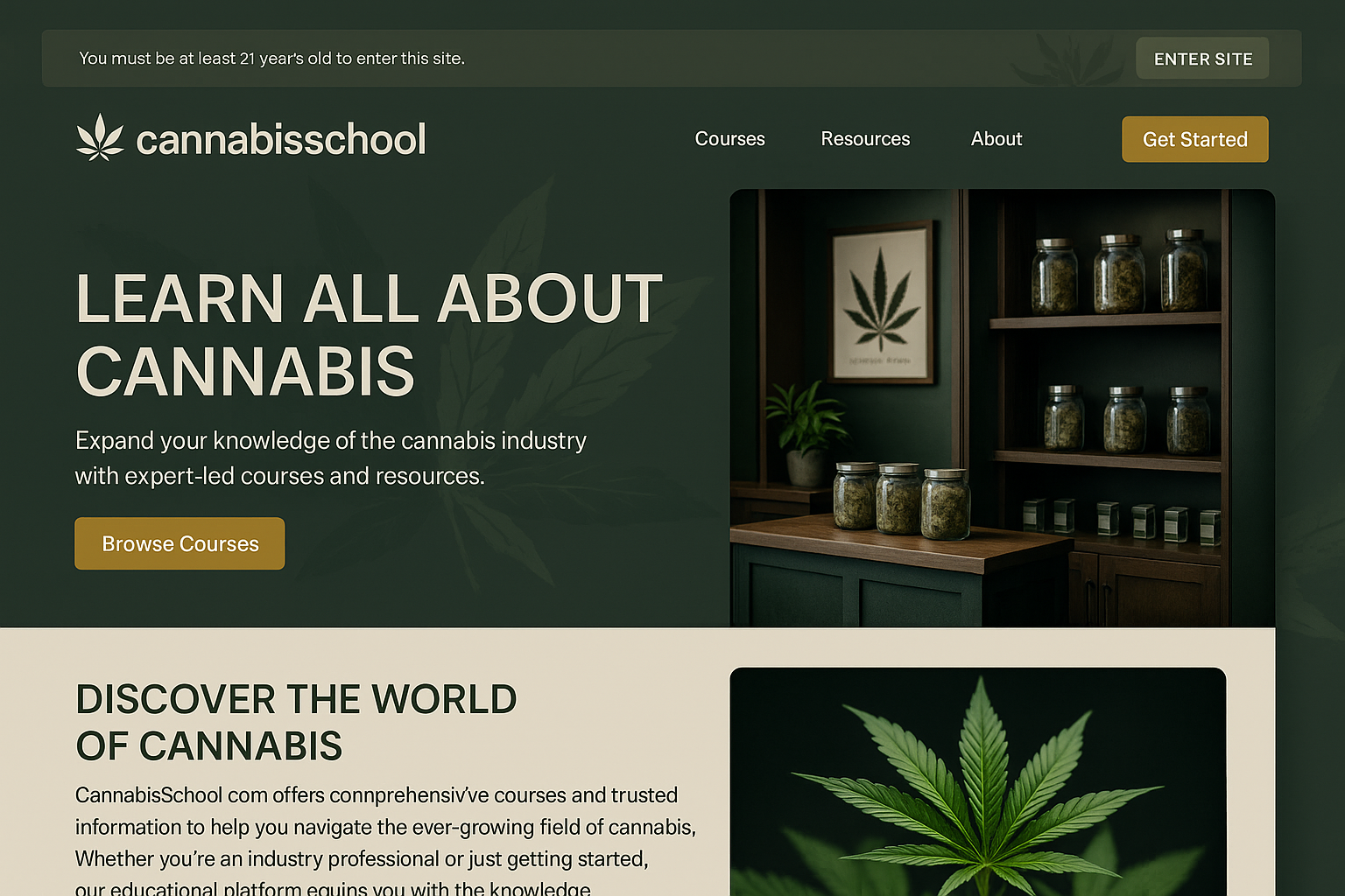 cannabischool.com website mockup