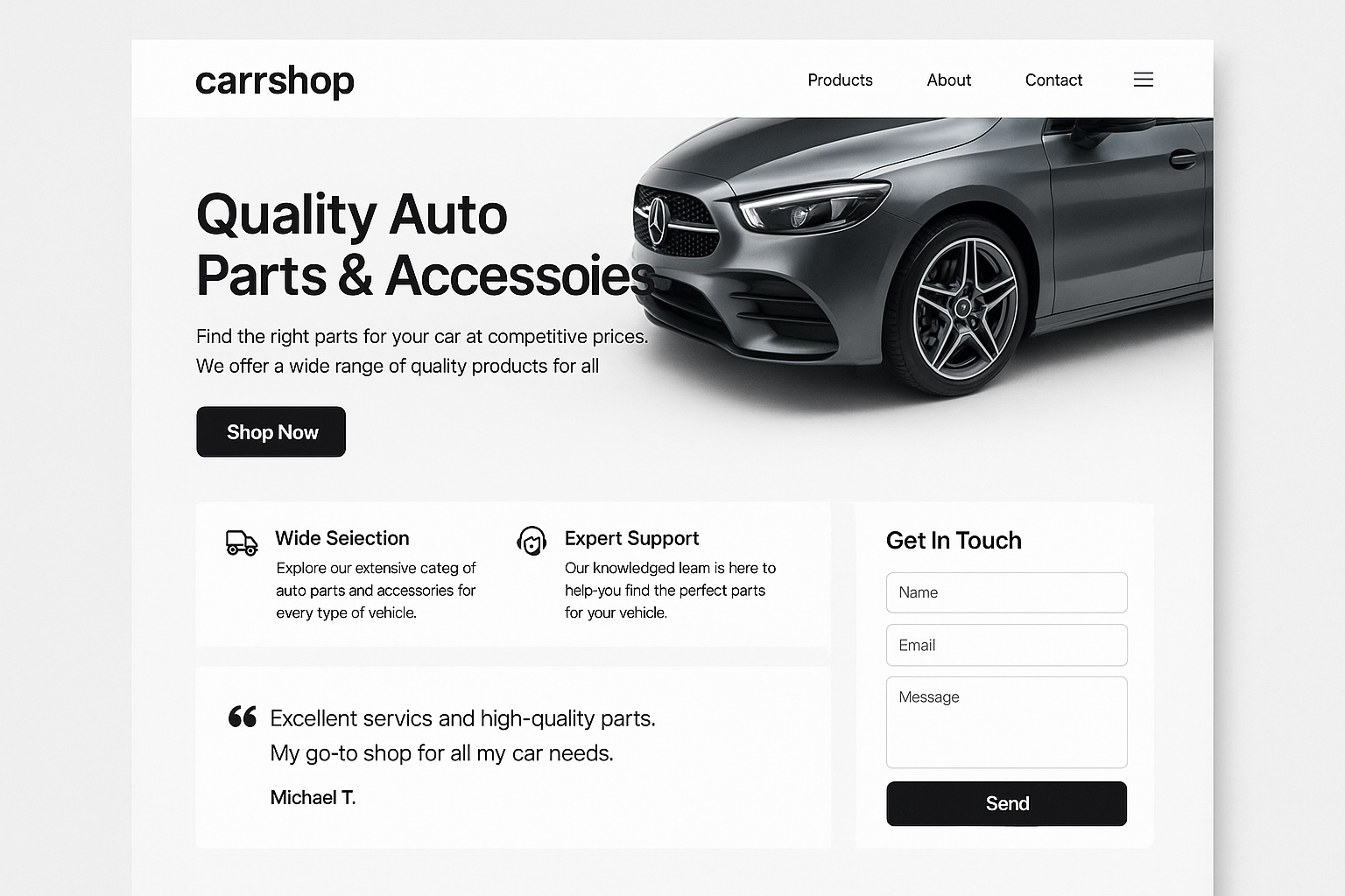 carrshop.com website mockup