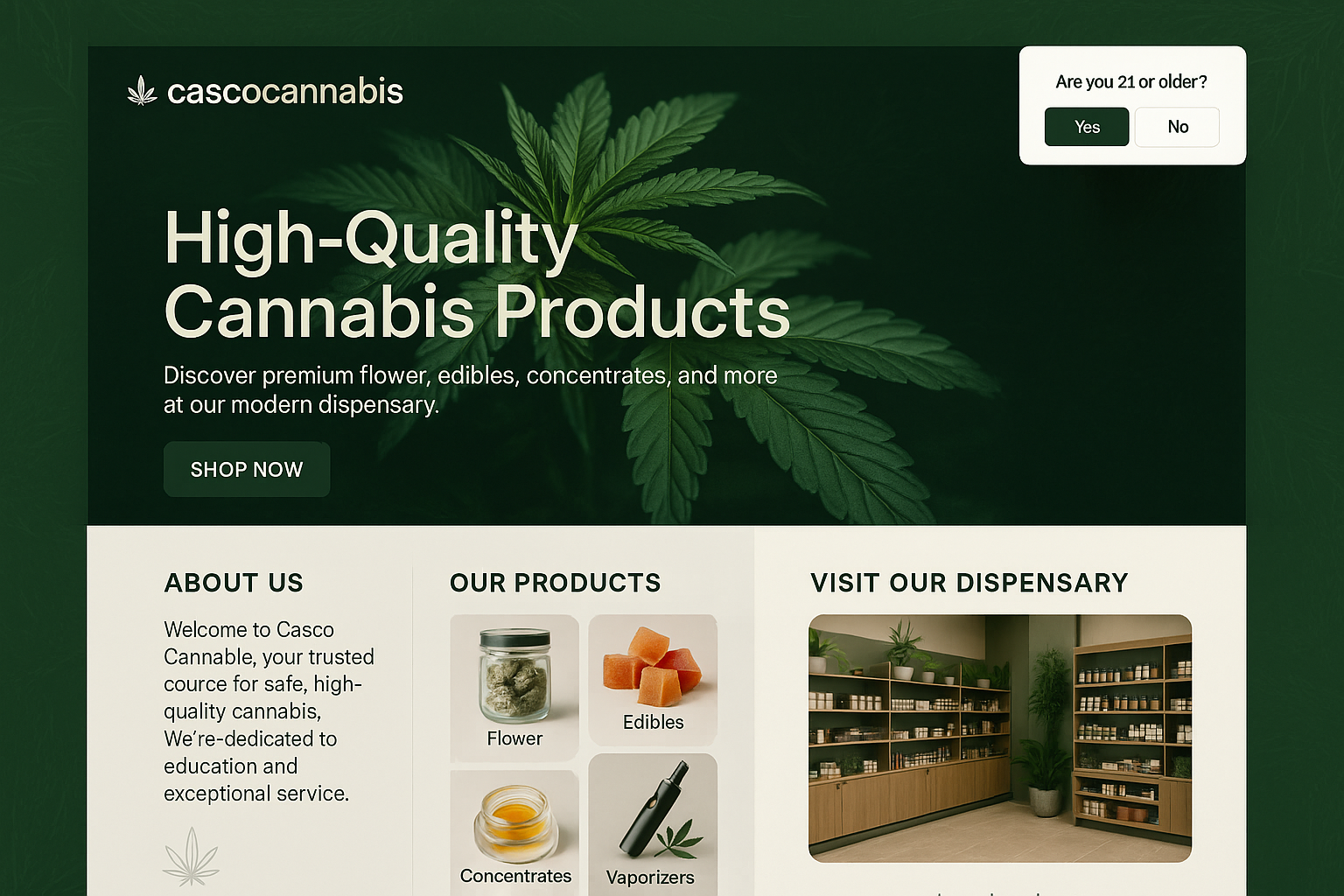 cascocannabis.com website mockup