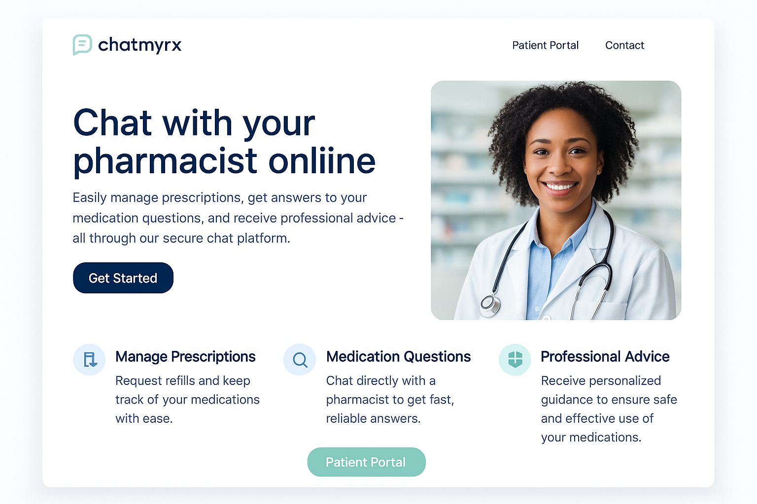chatmyrx.com website mockup
