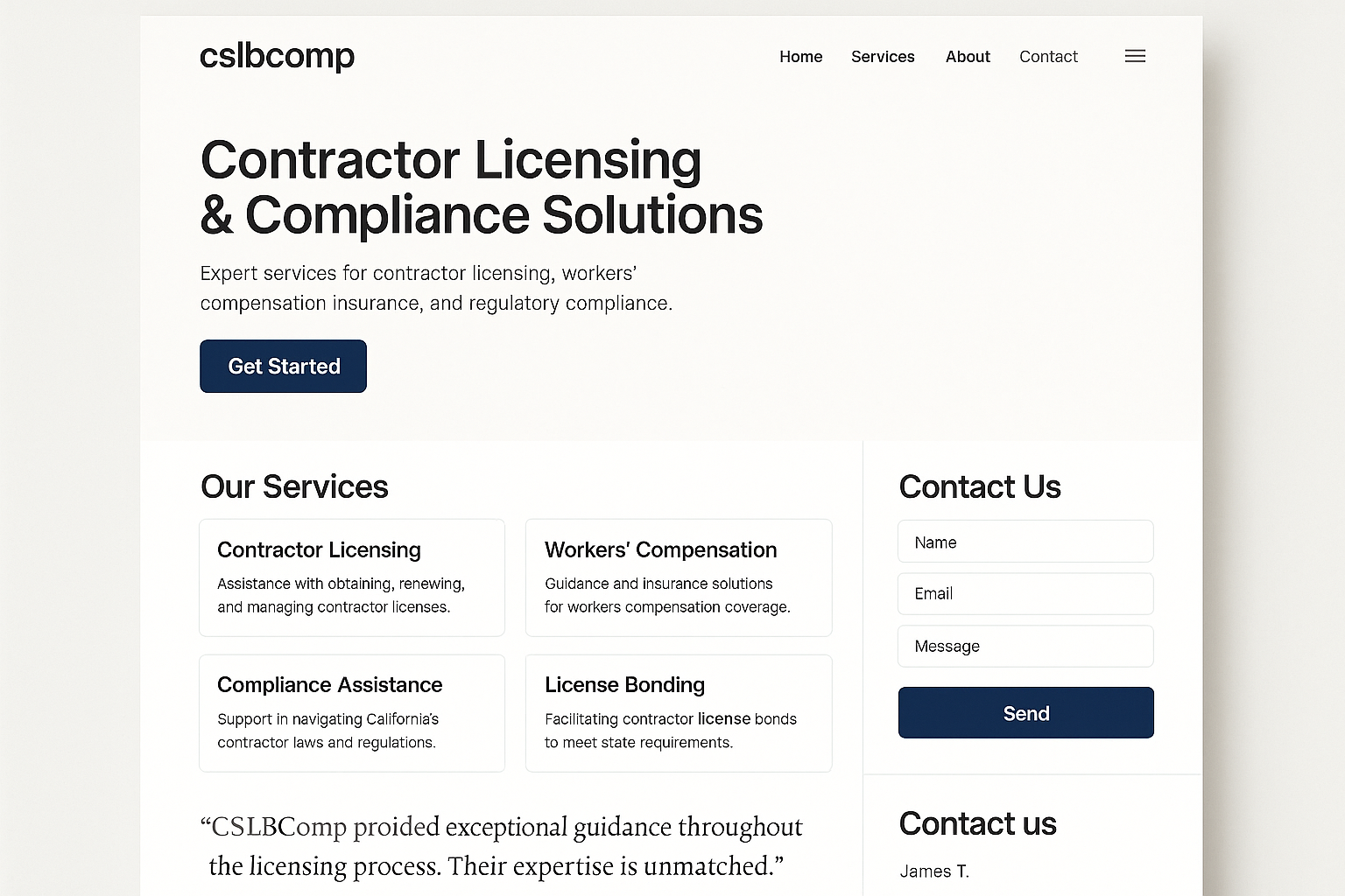 cslbcomp.org website mockup
