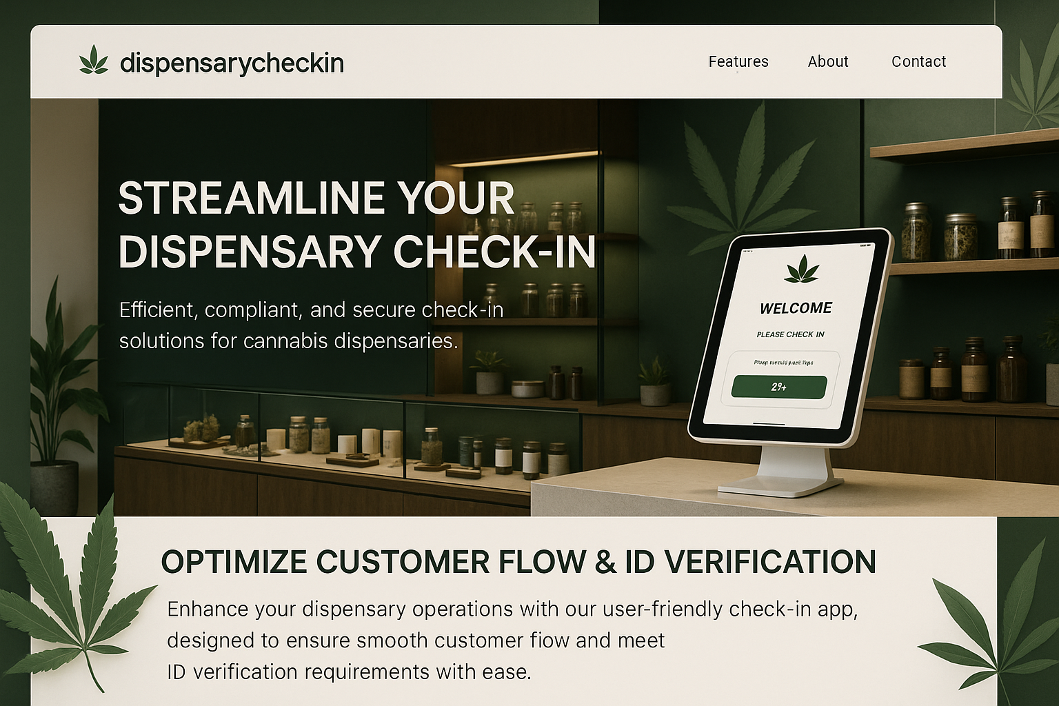 dispensarycheckin.com website mockup