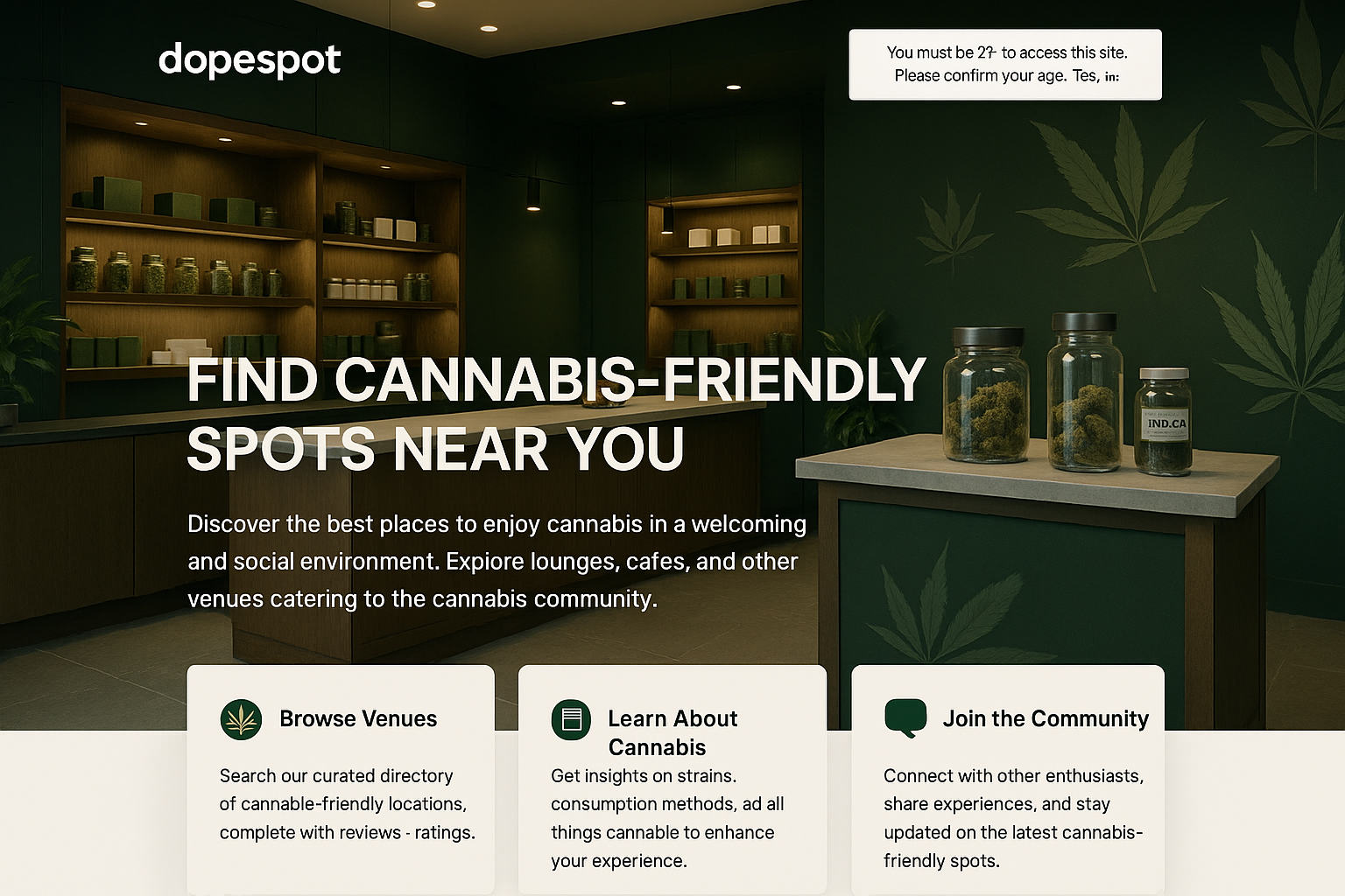 dopespot.com website mockup