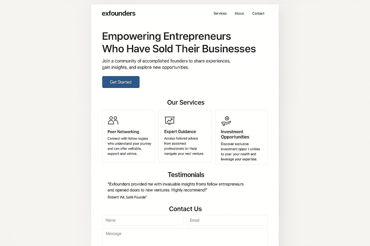 exfounders.com website mockup