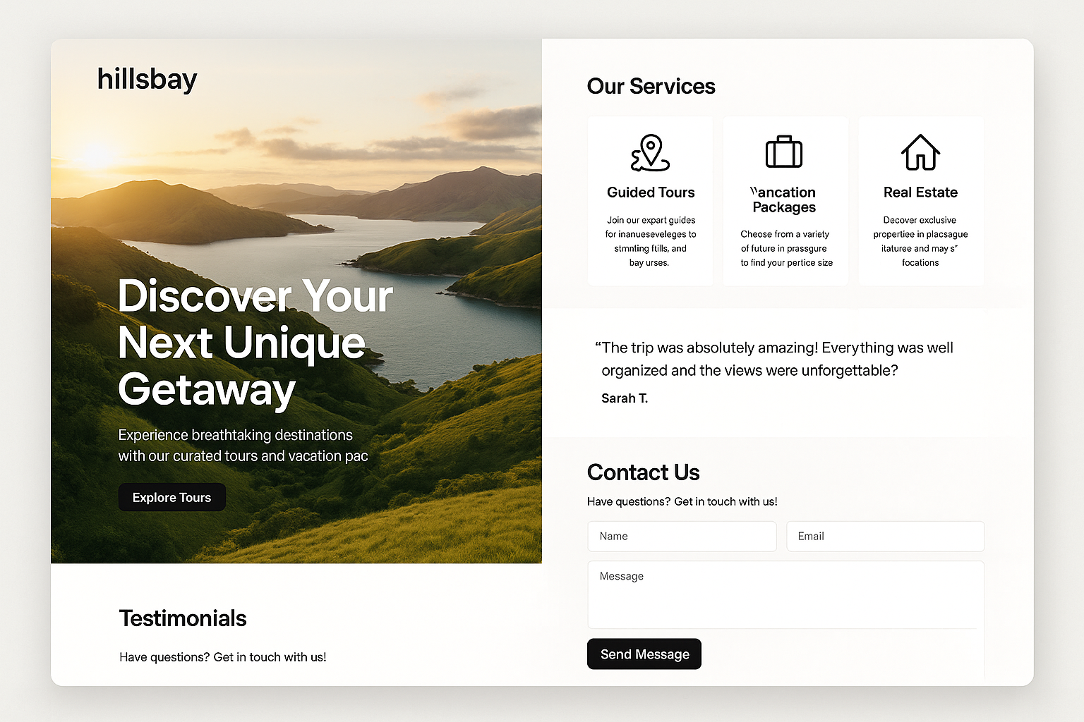 hillsbay.com website mockup