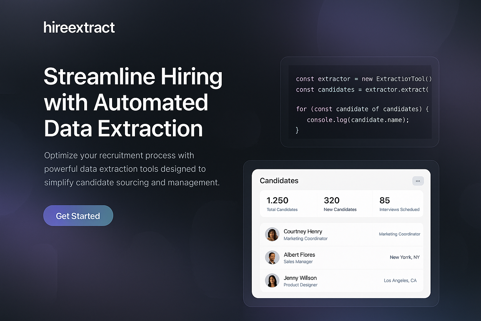 hireextract.com website mockup