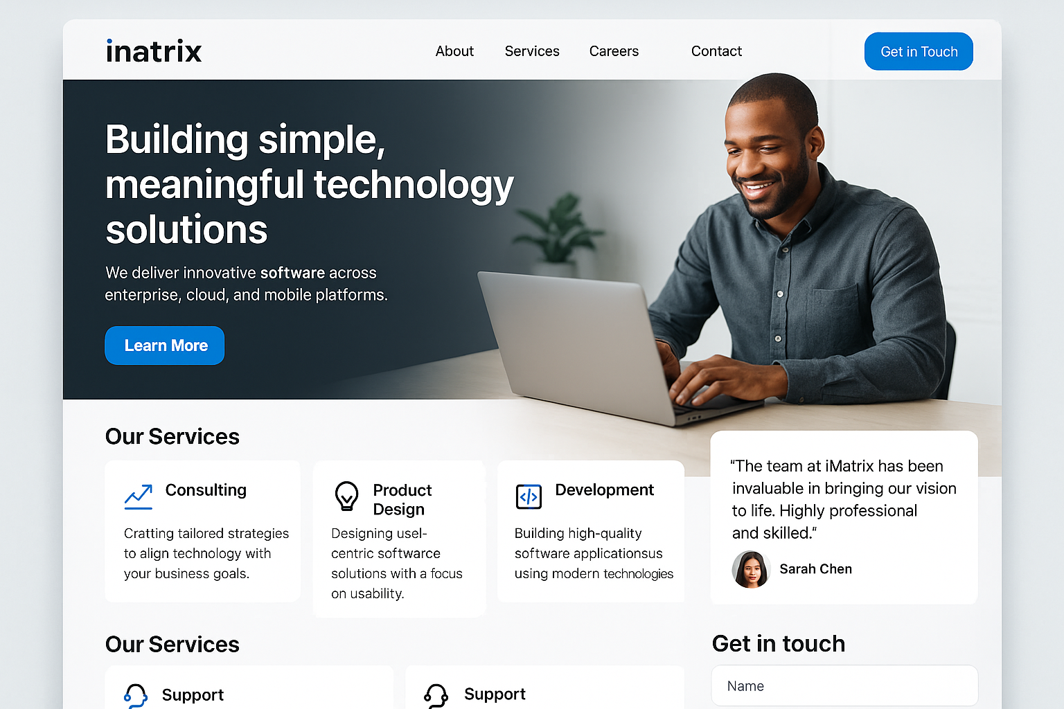 inatrix.com website mockup