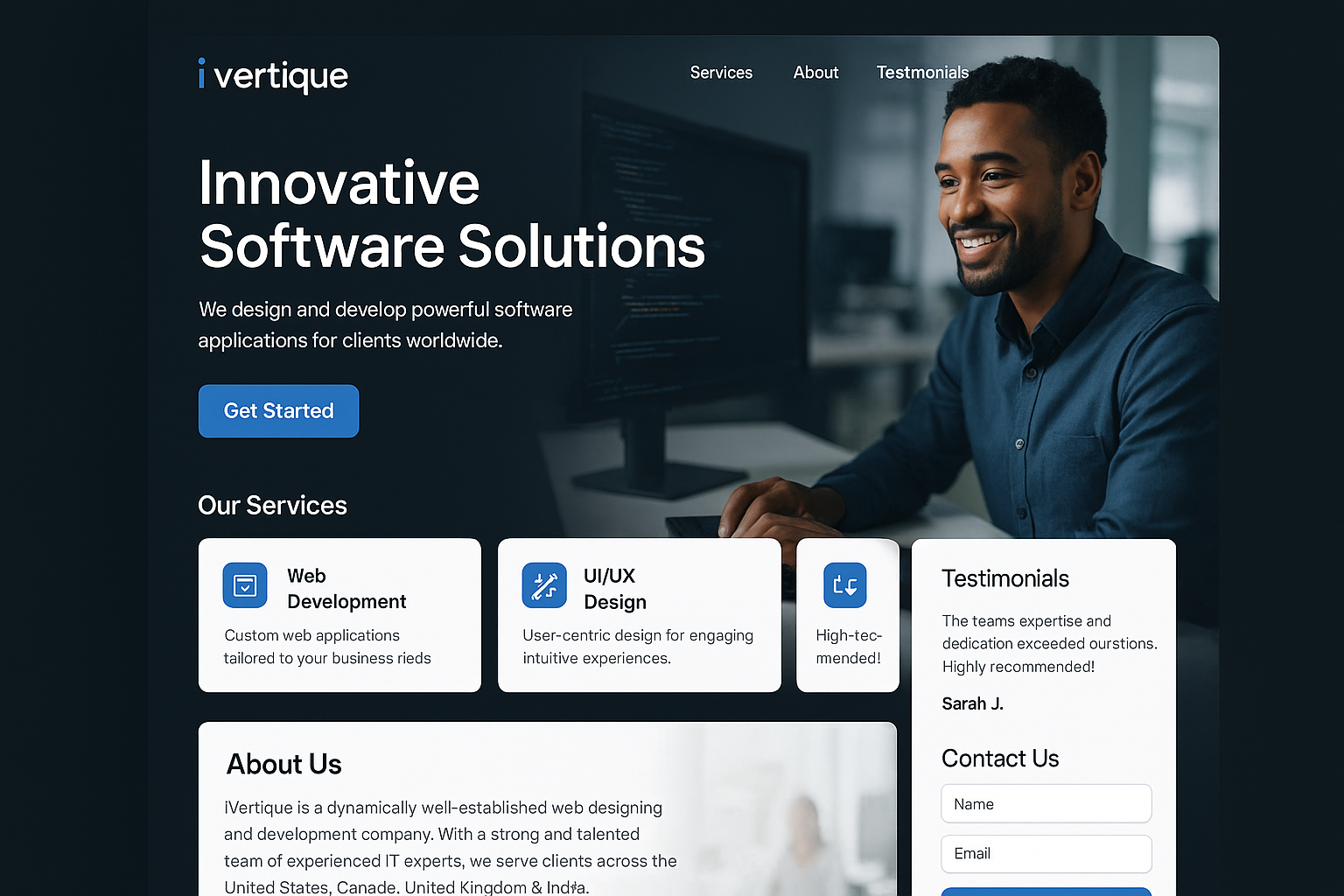 ivertique.com website mockup