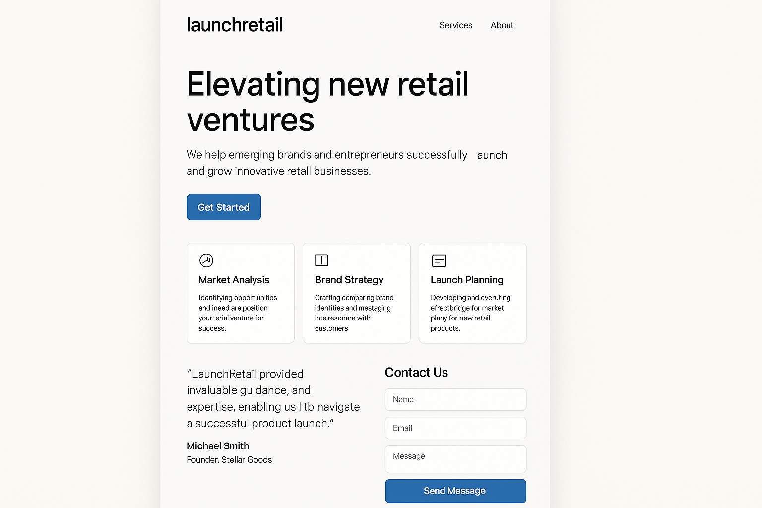 launchretail.com website mockup