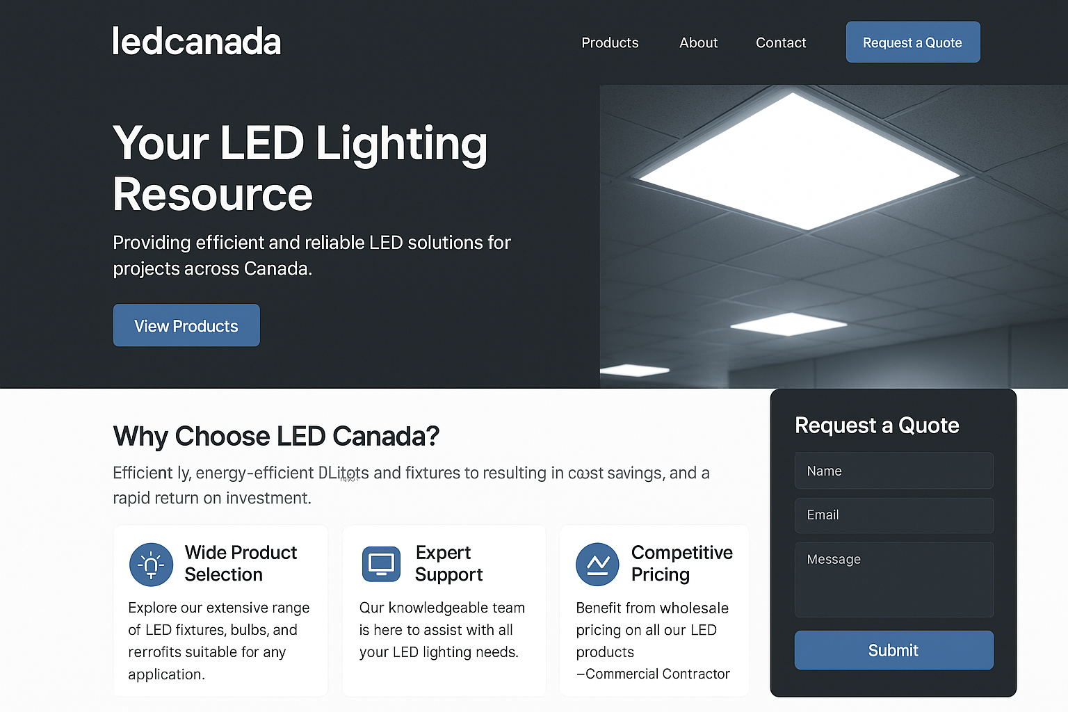 ledcanada.com website mockup