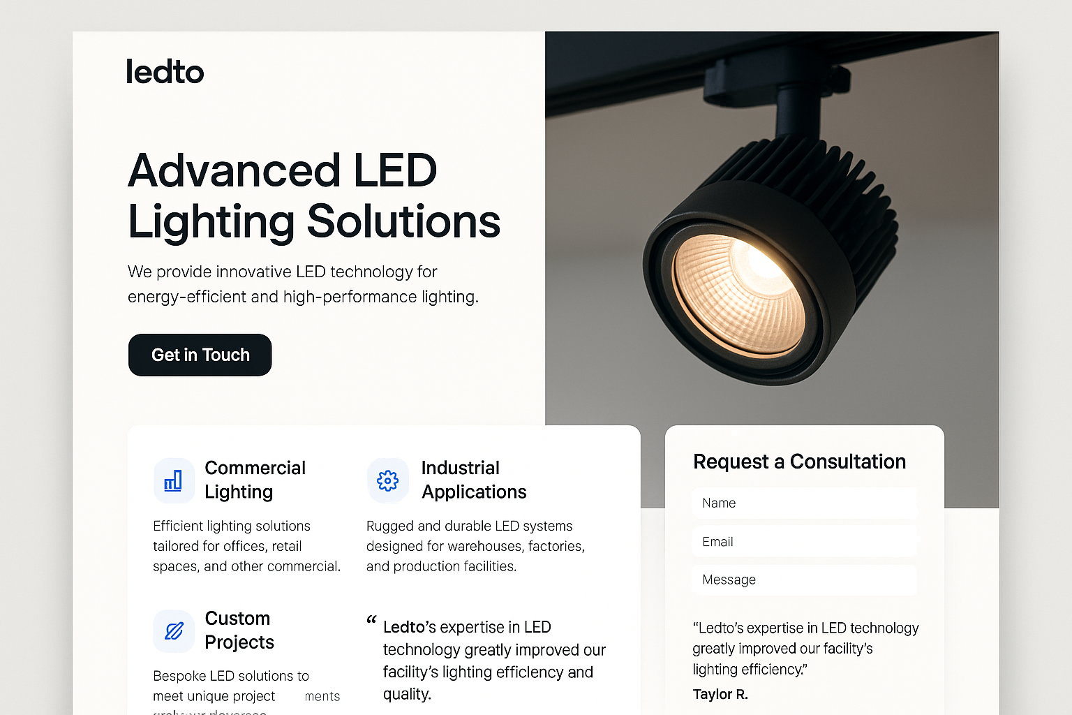 ledto.com website mockup