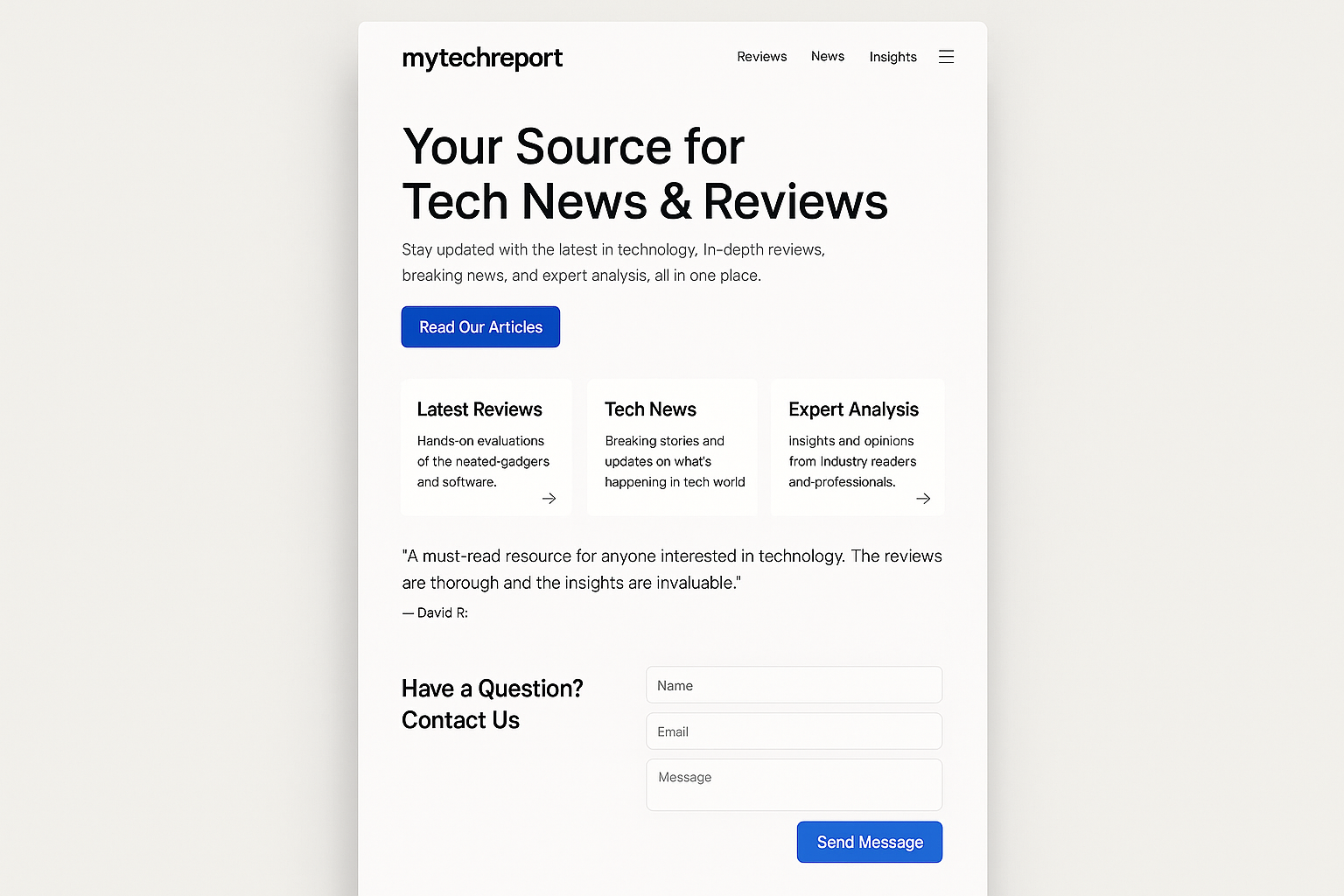 mytechreport.com website mockup