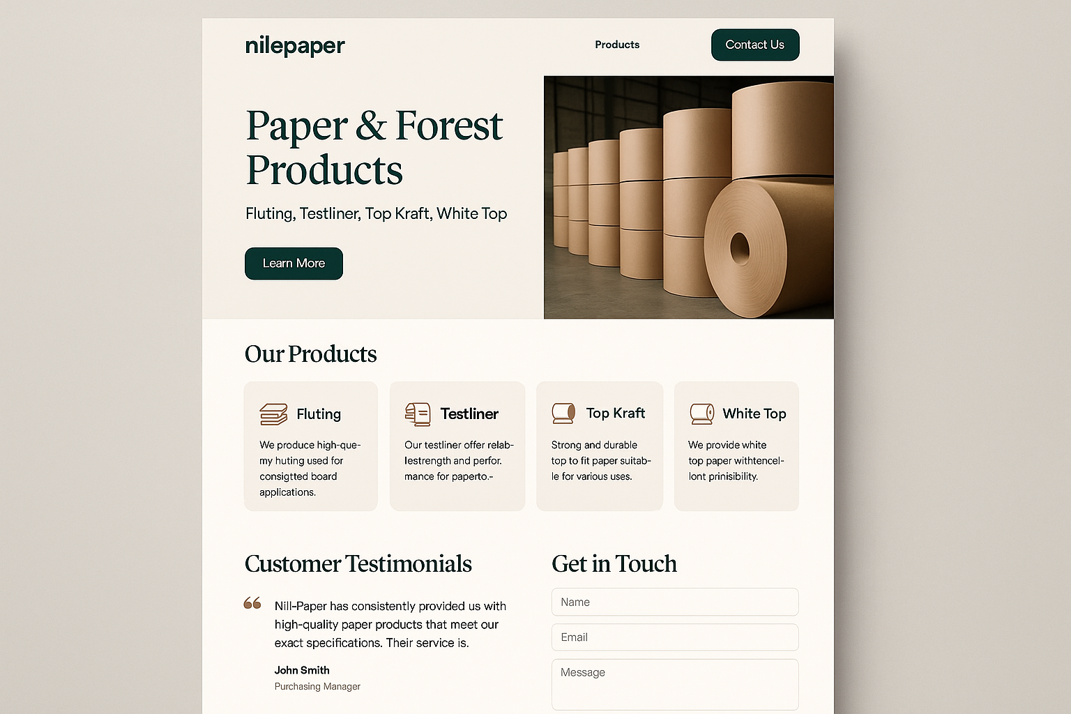 nilepaper.com website mockup