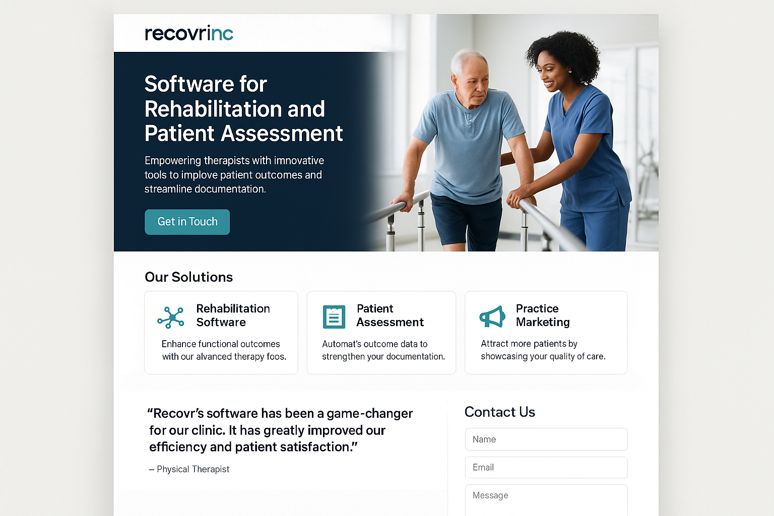recovrinc.com website mockup