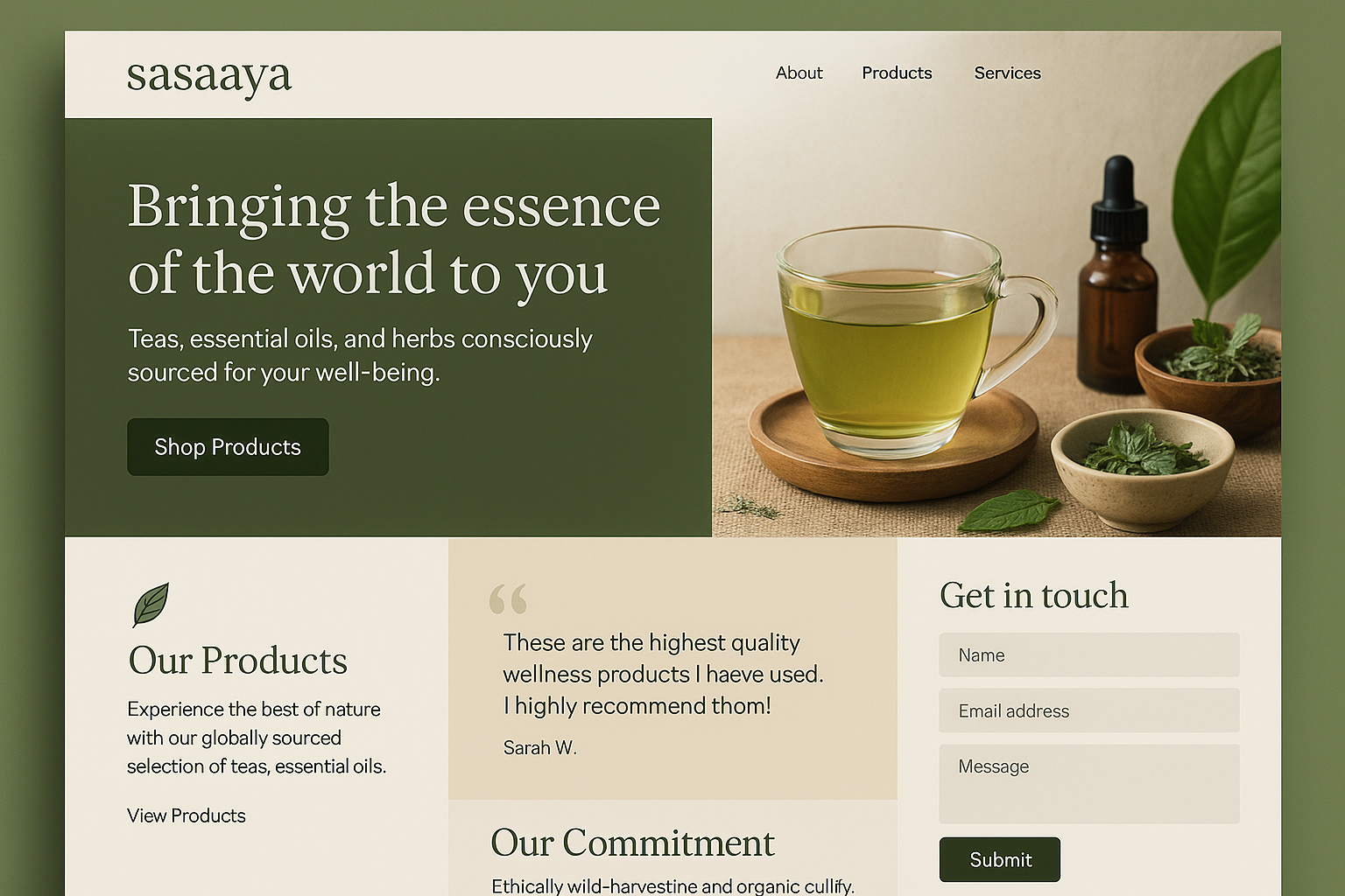 sasaaya.com website mockup