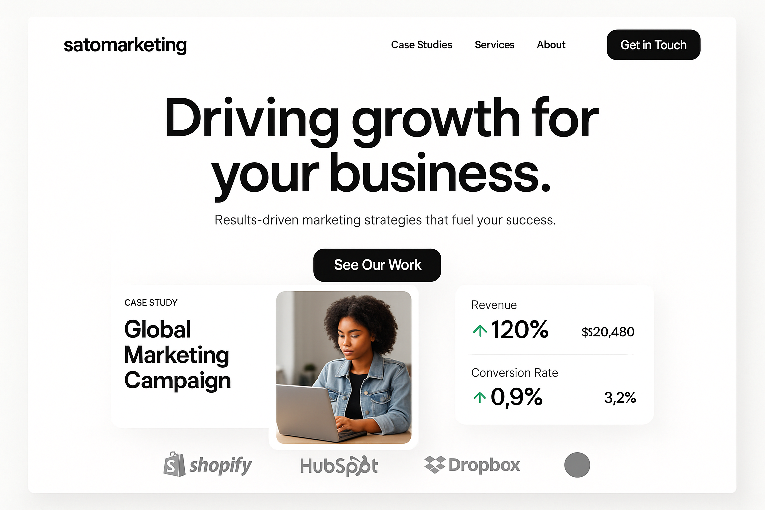 satomarketing.com website mockup