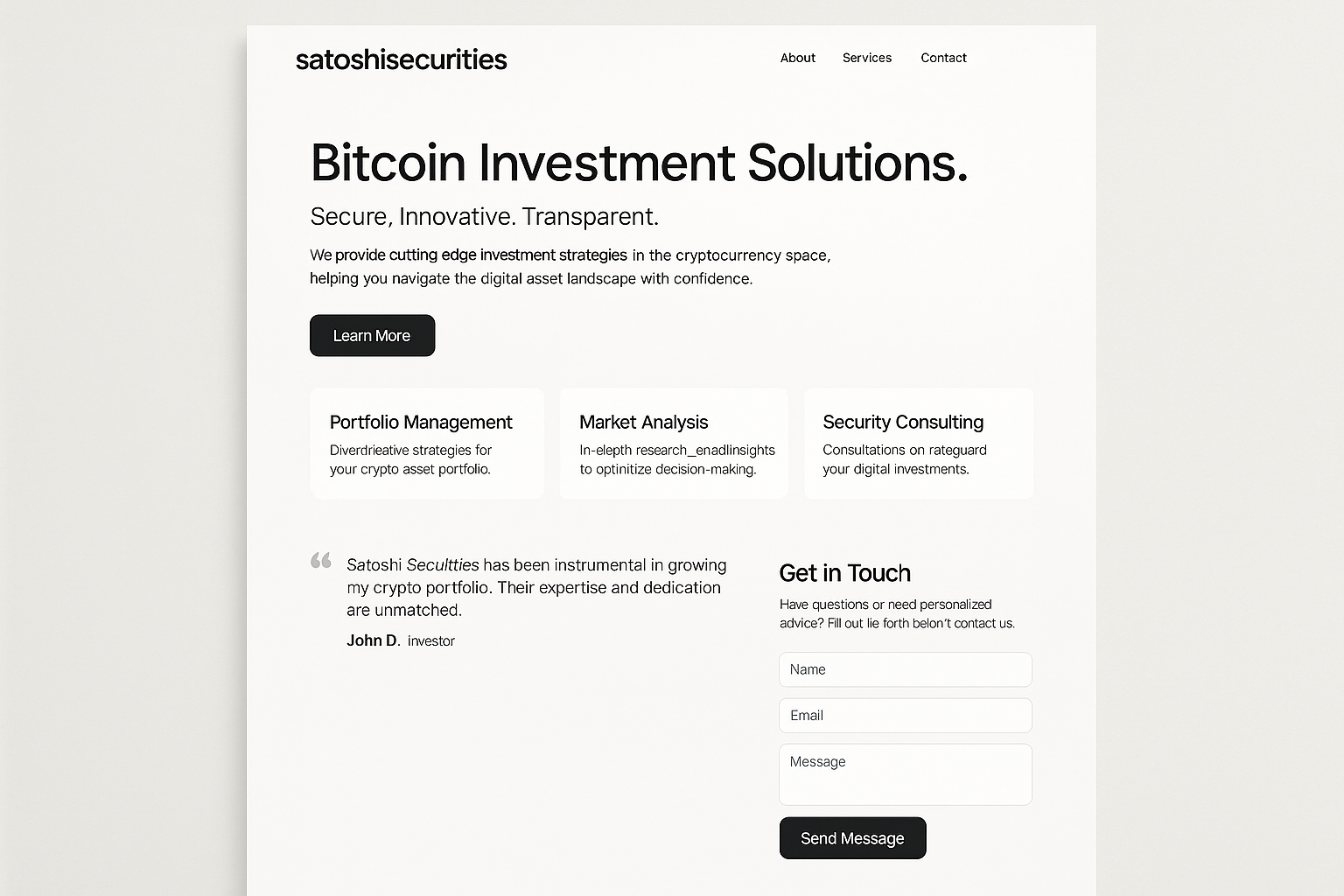 satoshisecurities.com website mockup