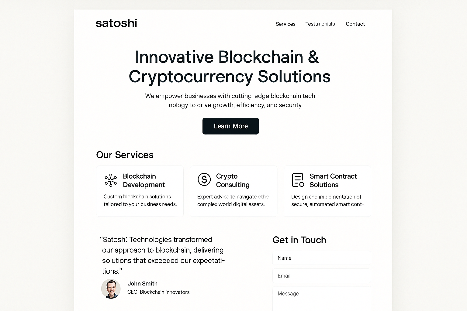 satoshitechnologies.com website mockup