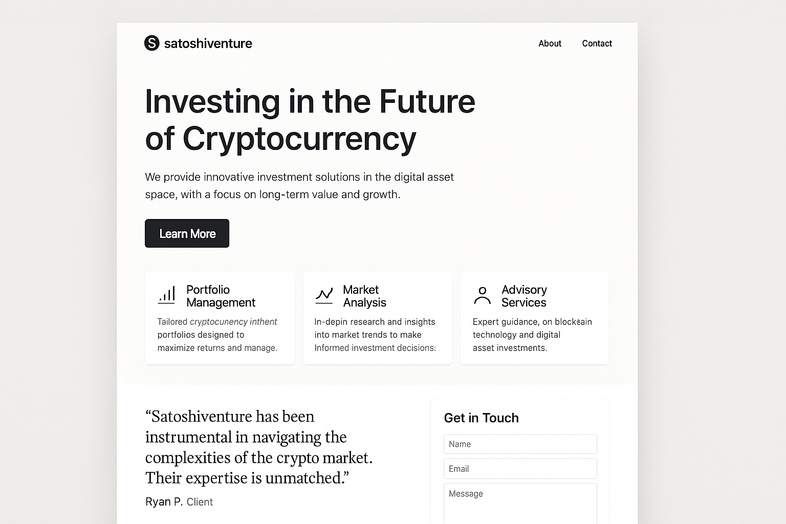 satoshiventure.com website mockup