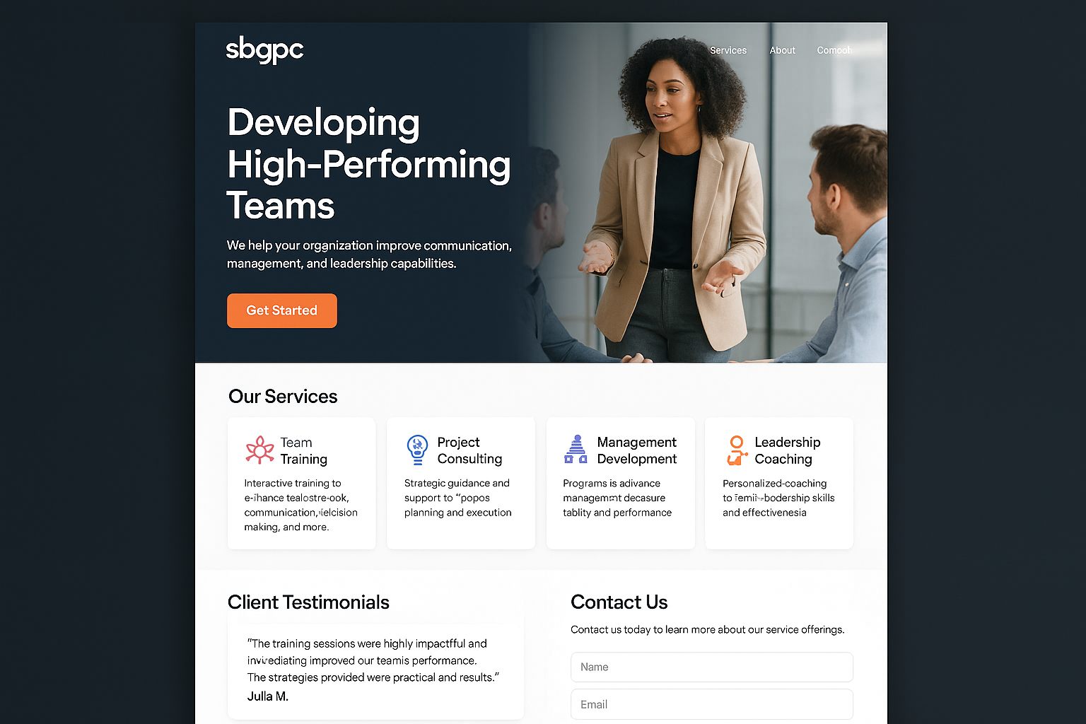 sbgpc.com website mockup