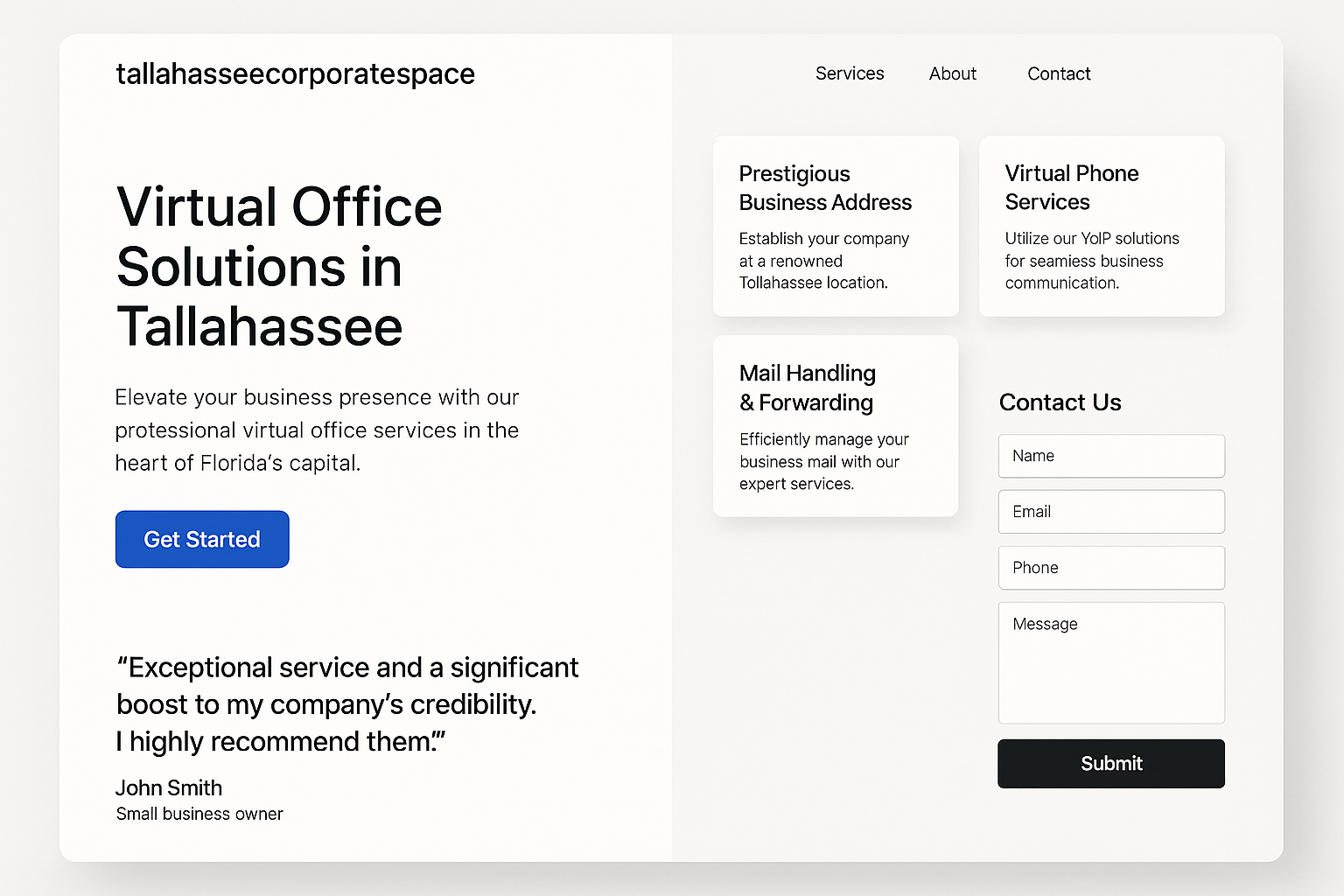 tallahasseecorporatespace.com website mockup