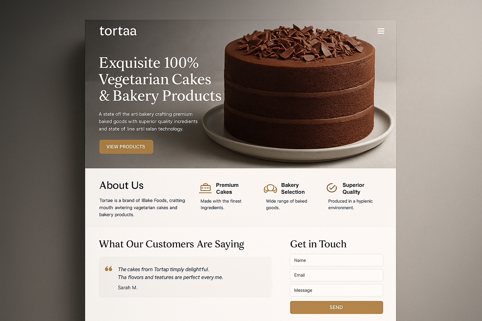 tortaa.com website mockup