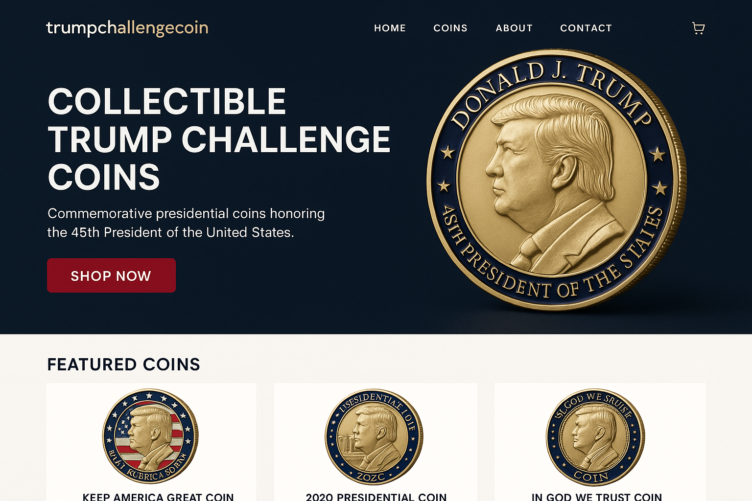 trumpchallengecoin.com website mockup