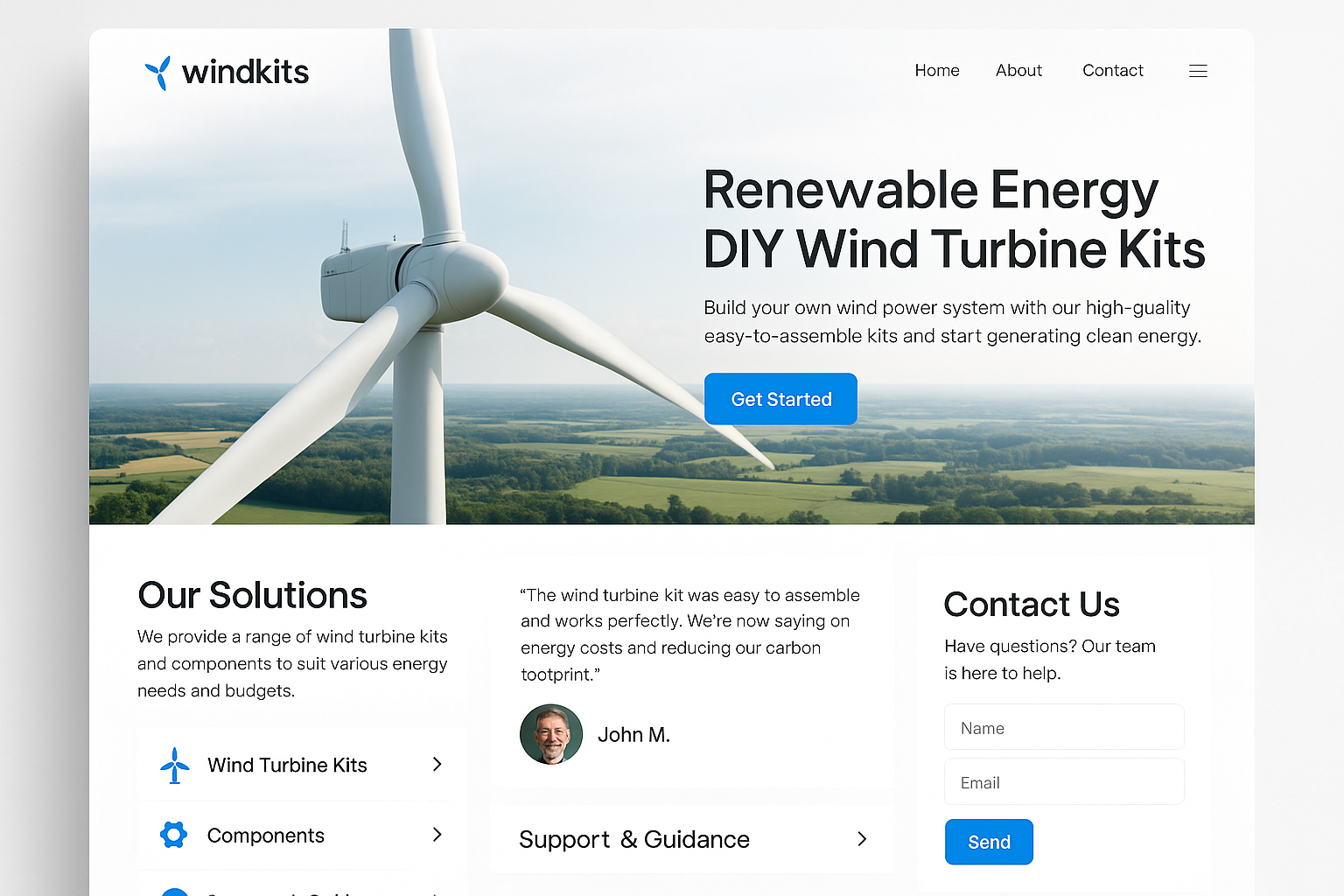 windkits.com website mockup