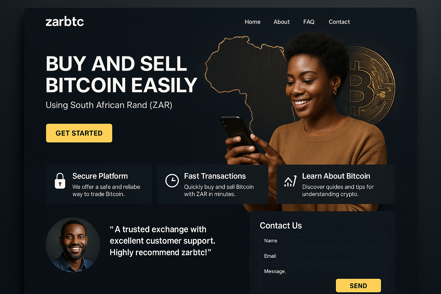 zarbtc.com website mockup