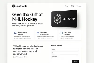 nhlgiftcards.com screenshot